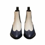 derma contour couture Derma Contour Couture Luxury Dual-Tone Croco Leather Chelsea Boots with Metallic Gold Heel 1