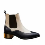 derma contour couture Derma Contour Couture Luxury Dual-Tone Croco Leather Chelsea Boots with Metallic Gold Heel