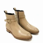 derma contour couture Classic Sophistication Gold Buckle Rounded Toe Leather Boots