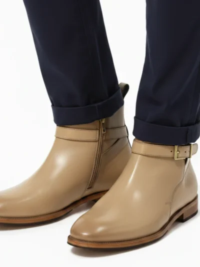 derma contour couture Classic Sophistication Gold Buckle Rounded Toe Leather Boots4